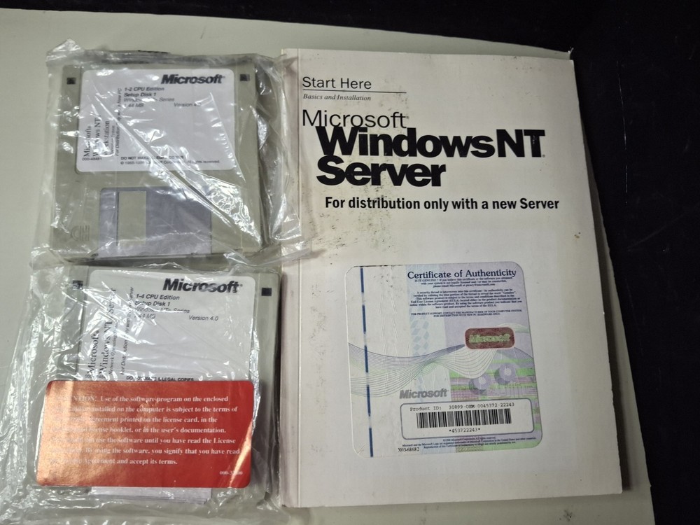 Windows NT 4.0 SERVER and WORKSTATION Setup CD Compact Disks & Floppy Diskettes