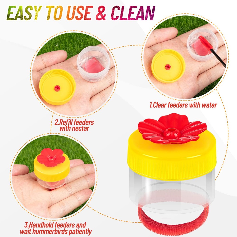 Hand Held Hummingbird Ring Feeders, 4Pcs Mini Feeder with...