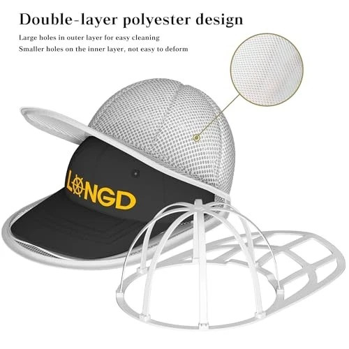 Hat Washer Cage with Snap Lock - Machine/Dryer Safe Compact Hat White-1-Pack