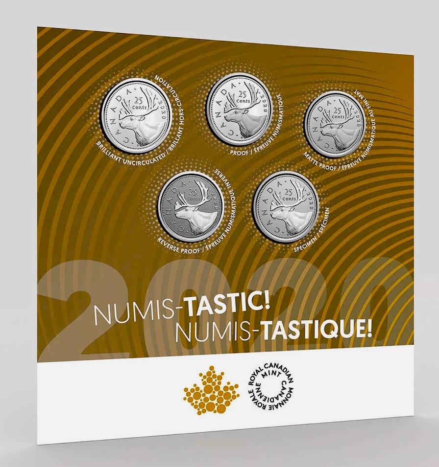 Very Ltd Mintage Canada 2020 Mint’s 5 Coins Set “Numis-Tastic”Multiple Finishes