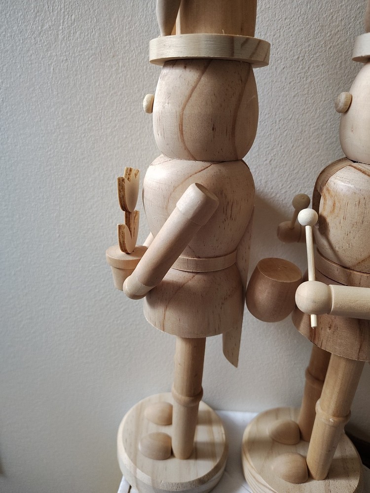 Make Market Wood Easter Bunny Rabbit Nutcracker Pair Unpainted Art Craft Project