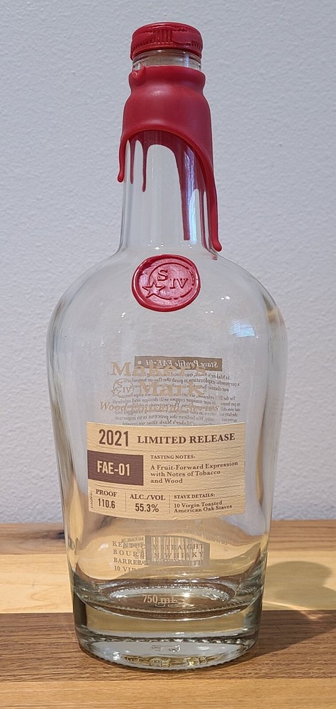 Maker's Mark Limited Release 2021 FAE-01 Bourbon Bottle - EMPTY