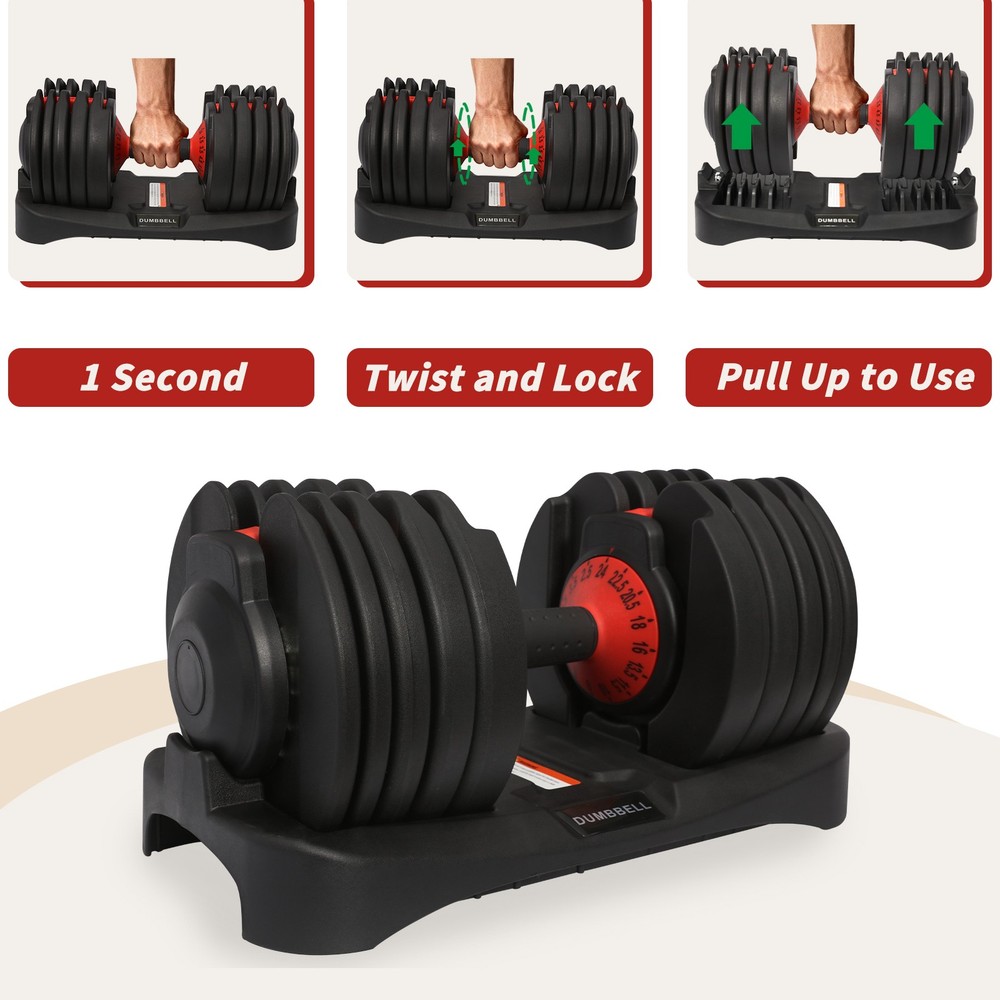 Single Adjustable Dumbbells, 5.5-52.5lbs Dumbbell Set with Quick-Select Weig