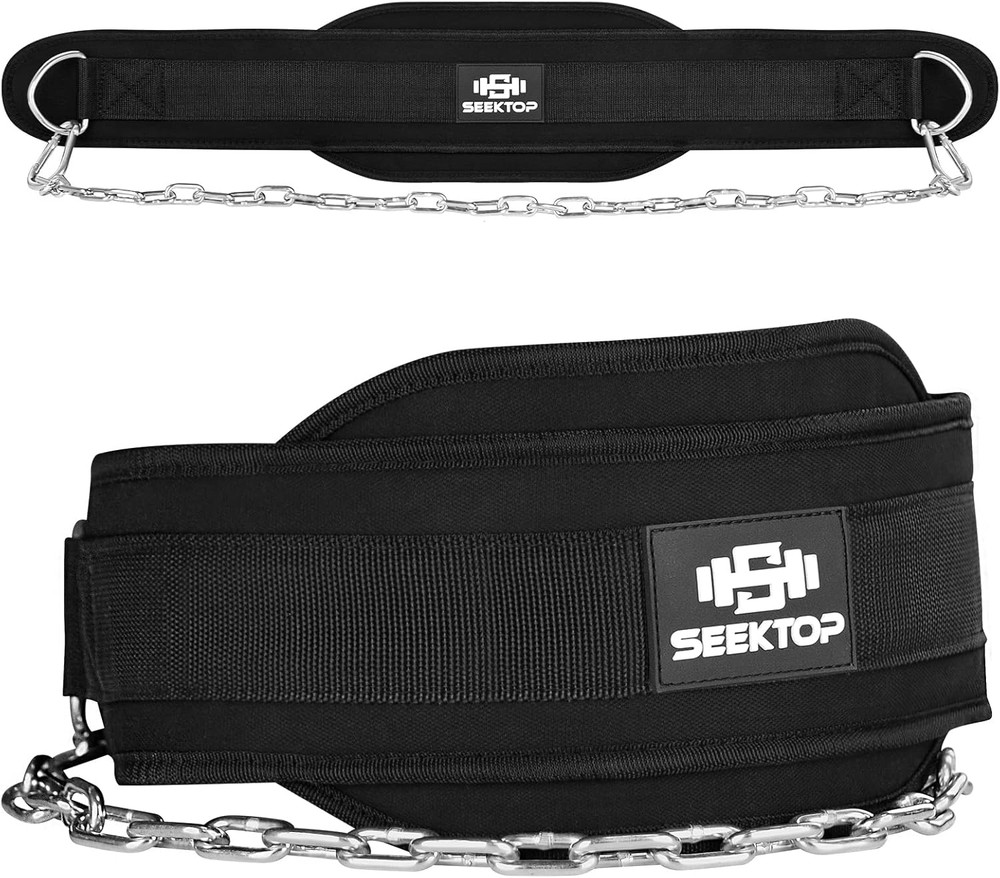 Neoprene Dip Belt with Chain for Weightlifting, Pull Ups, Squats - 1 Size
