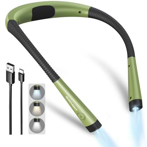 Glocusent Book Light, 3-Color & 6-Brightness Reading Light, Medium Green