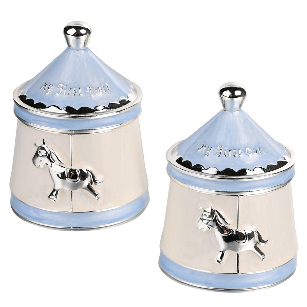 Carousel First Tooth and First Curl Trinket Set by Bambino Blue / Silver Plated