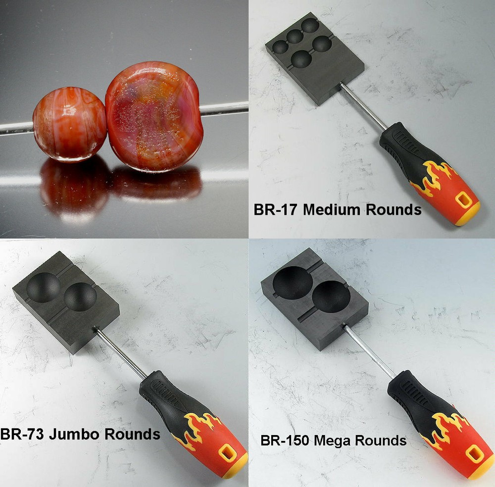 ROUND Graphite Molds, 6 Versions, CGBeadroller, Premier Graphite Glass Tool