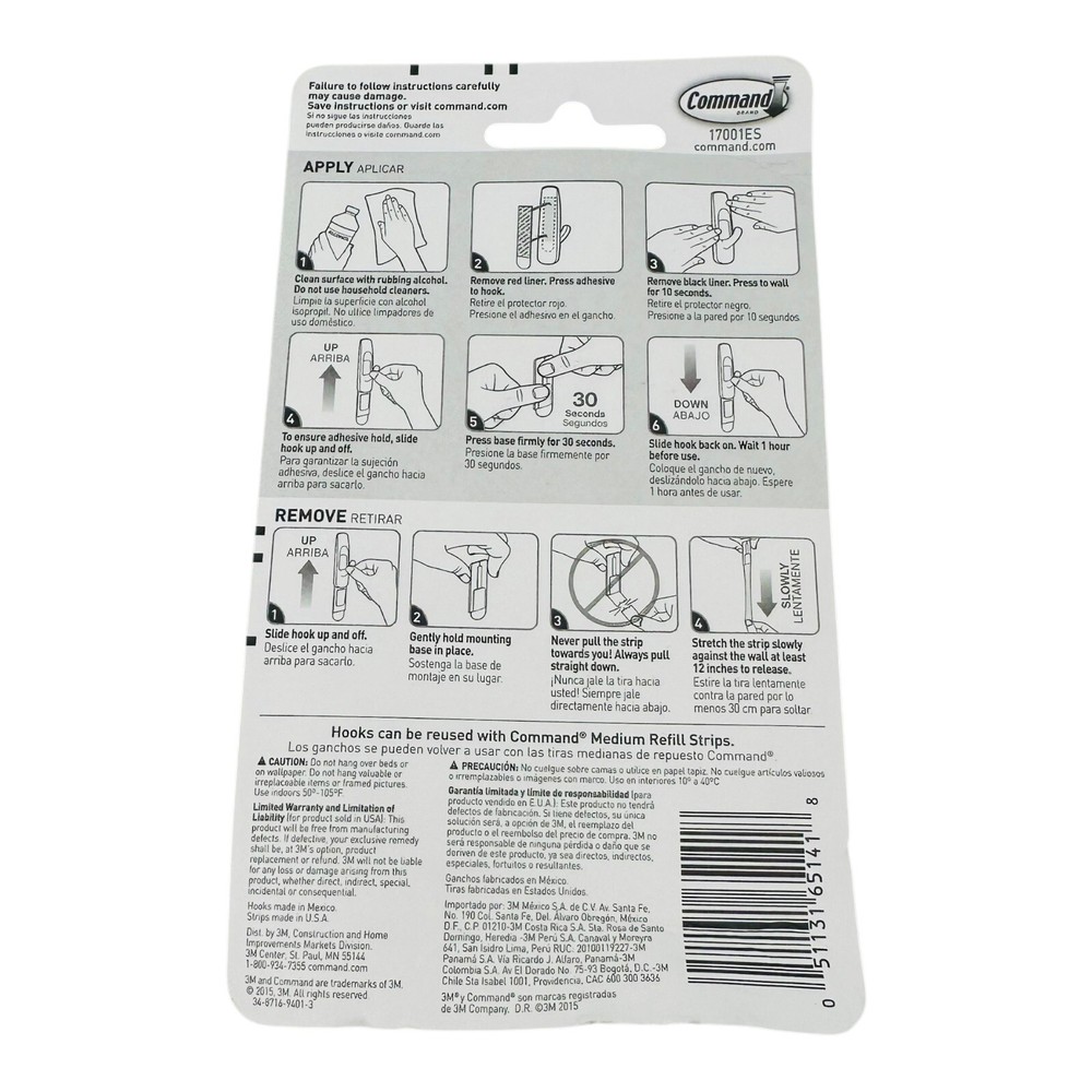 4 Hooks Command Medium Utility Hooks White General Purpose Hooks & Strips