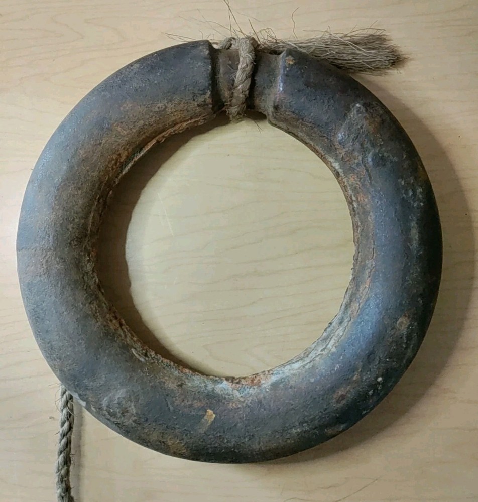 Antique Large 19th Century American Cast Iron -  Hitching Post Ring - 10"Dx2"H