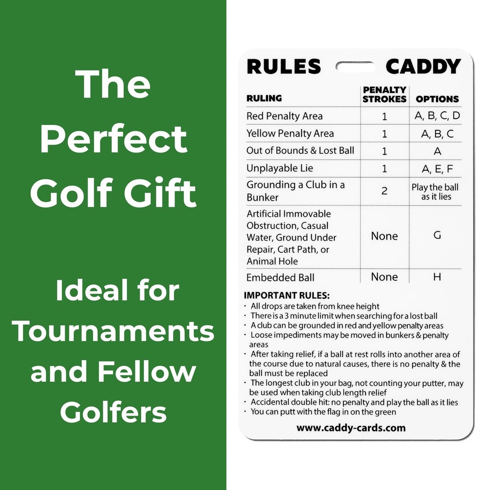 Rules Caddy – USGA Rules of Golf 2026 Quick Reference Card – Golf Bag Tag & P...