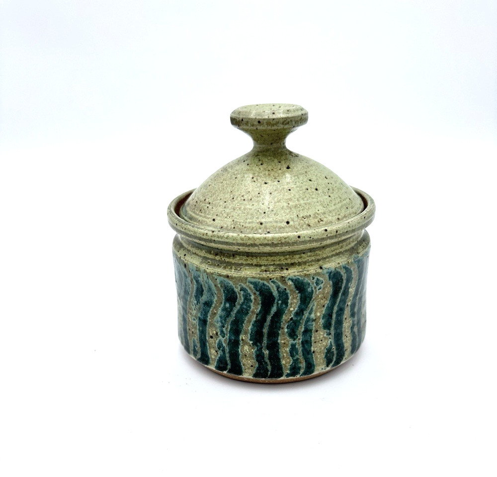 Maple Shadows Pottery Canister Covered  Sugar Jam Jar Stoneware Signed Date 1979
