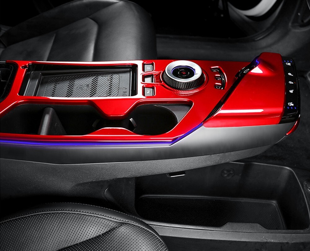 Red Car Center Console Control Panel Frame Bezel Cover For 2021-2024 Kia EV6