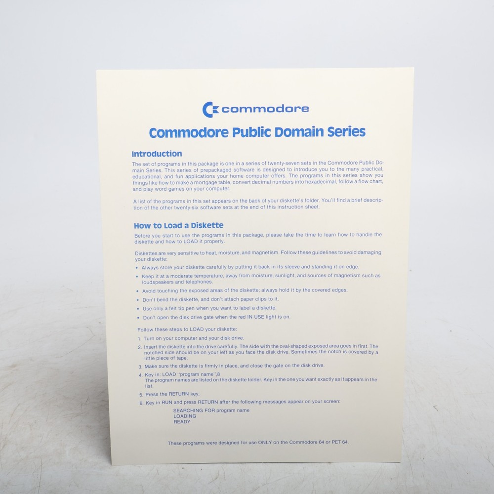 Commodore 64 - Computer Science I Commodore Public Domain Series Software