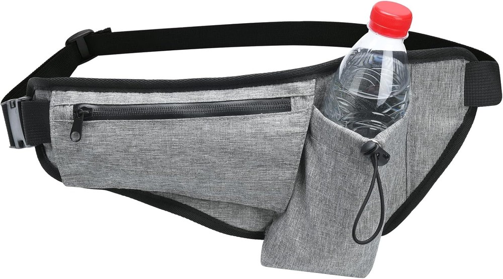 Sport Running Belt with Vertical Bottle Pocket, Grey,