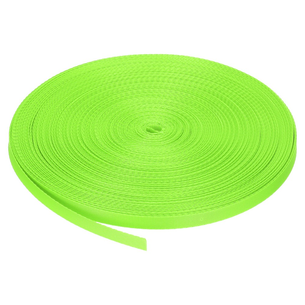 Flat Nylon Webbing Strap 3/8 Inch 50 Yards Fluorescent Green for Backpack