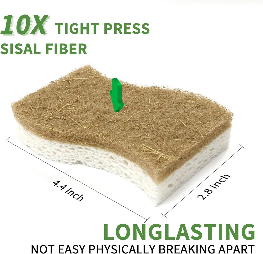 9 Pack Biodegradable Natural Kitchen Sponge - Compostable Cellulose and Coconut