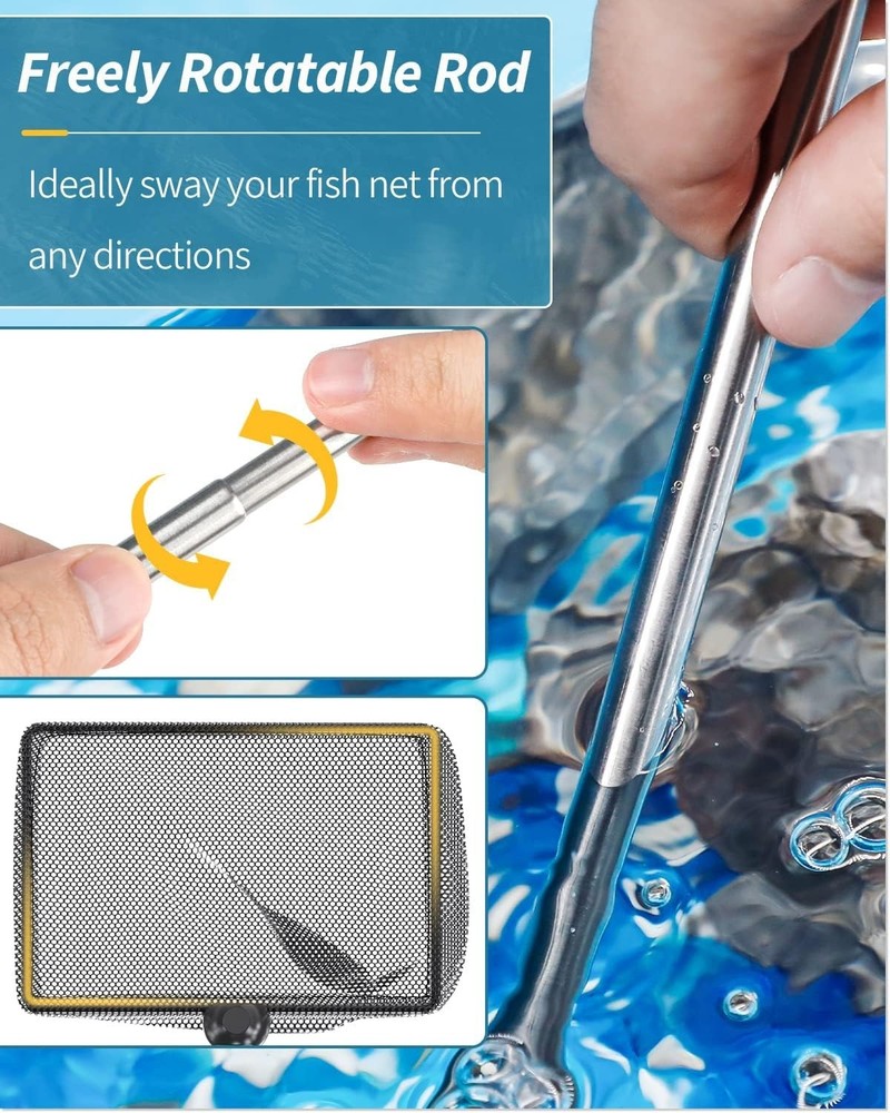 Versatile Fish and Debris Net with Telescopic Handle - 4 Inch Square Design