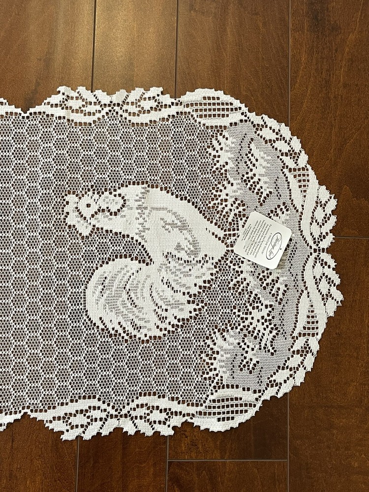 Heritage Lace Ecru 14" x 34" Rooster Table Runner NWT