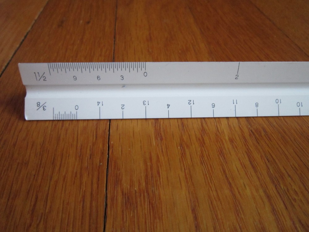 Vtg Charvoz 12" Architect Drafting Ruler 3 Sided Triangular Plastic 30-1201 Case