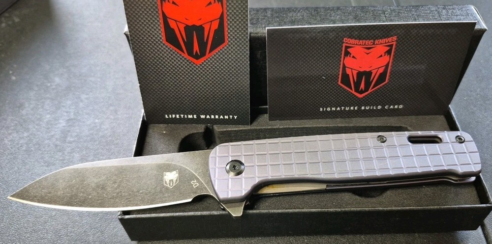 CobraTec Rhino Knife Folding Stonewashed D2 Blade Grey