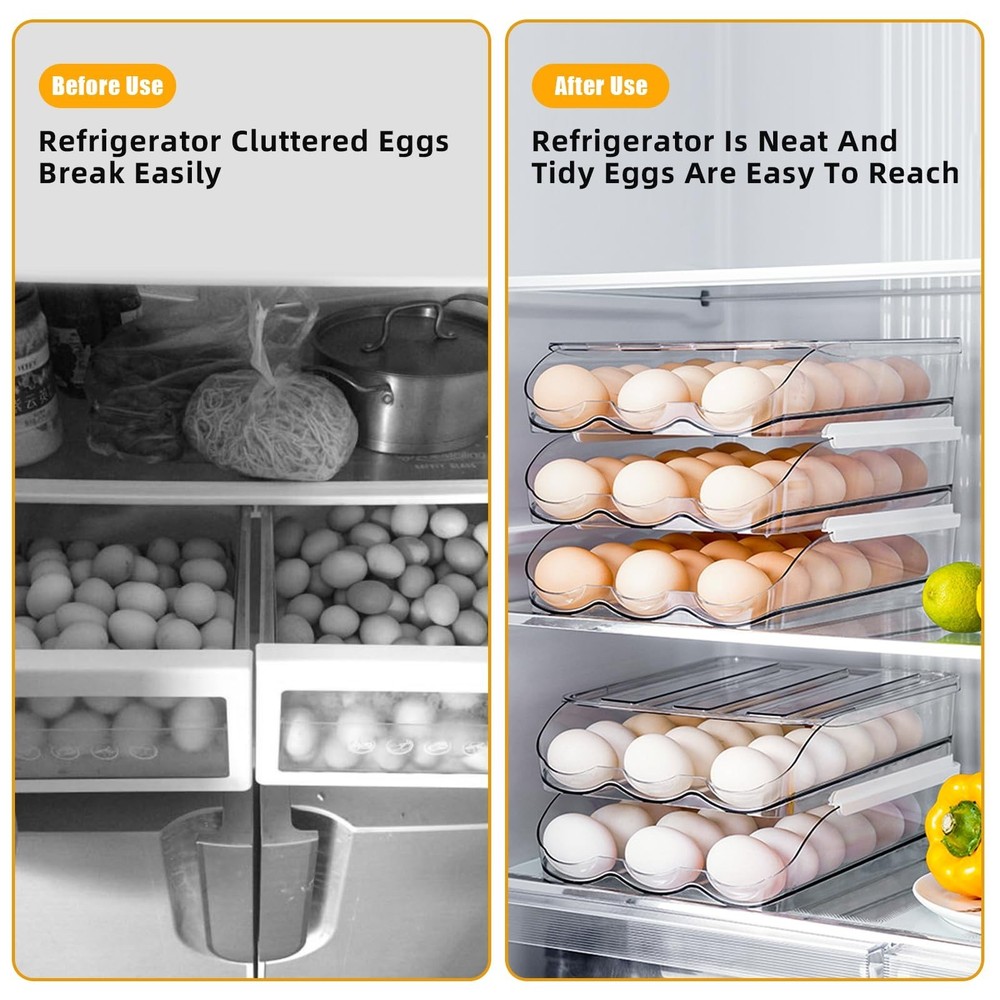 Egg Holder for Fridge, Rolling Egg Holder for Refrigerator, Egg Organizer for...