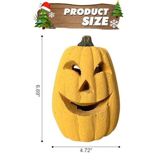 Ceramic Halloween Pumpkin for Fire Pits, Realistic Reusable Single oval