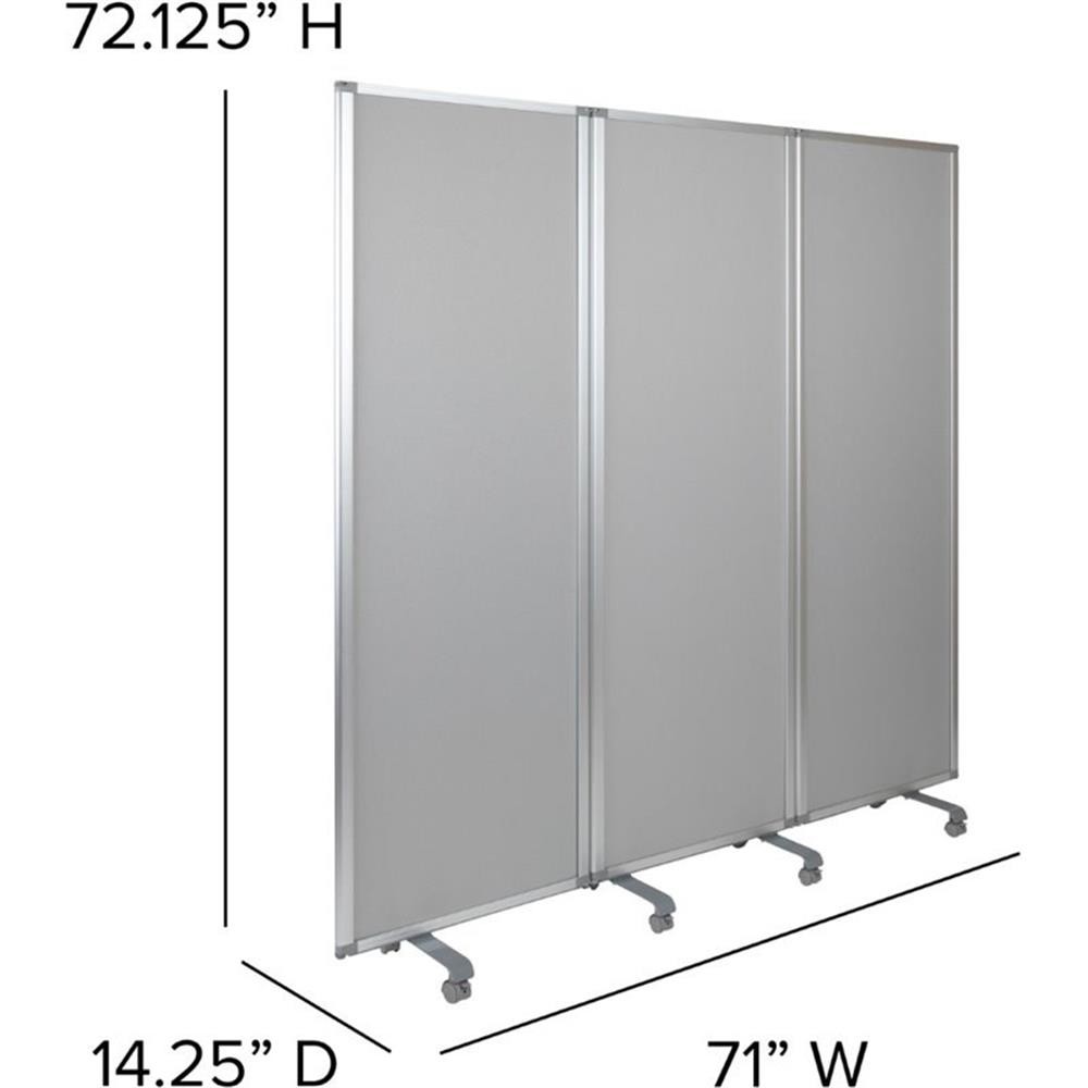 Pemberly Row 3 Panel 72" x 24" Mobile Magnetic Whiteboard Cloth Partition