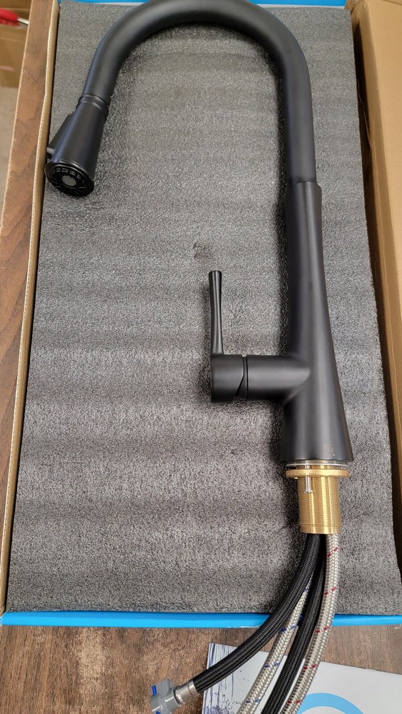 CASAINC Single-Handle Pull-Down Sprayer Kitchen Faucet Matte Black | WF-LB-7605B