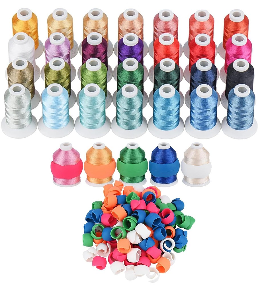 28 Assorted Colors Embroidery Machine Thread with 28 Thread Holder, 500M (550...
