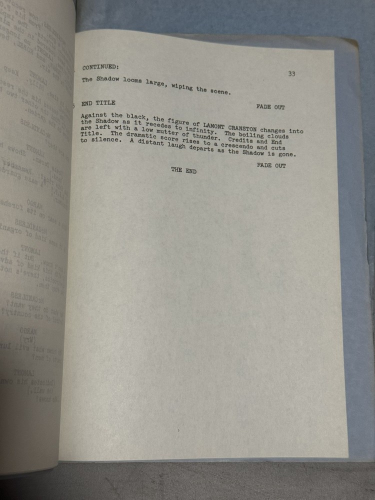 DC THE SHADOW SCRIPT & TREATMENT ORIGINAL TYPED 1970-71 UNPRODUCED TV PROJECT