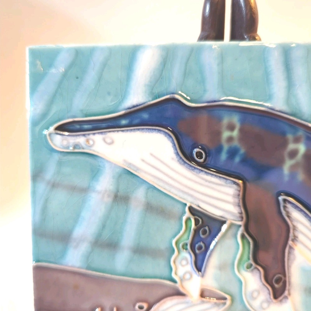 Two (2) Humpback Whale Ceramic Tiles 6” Square