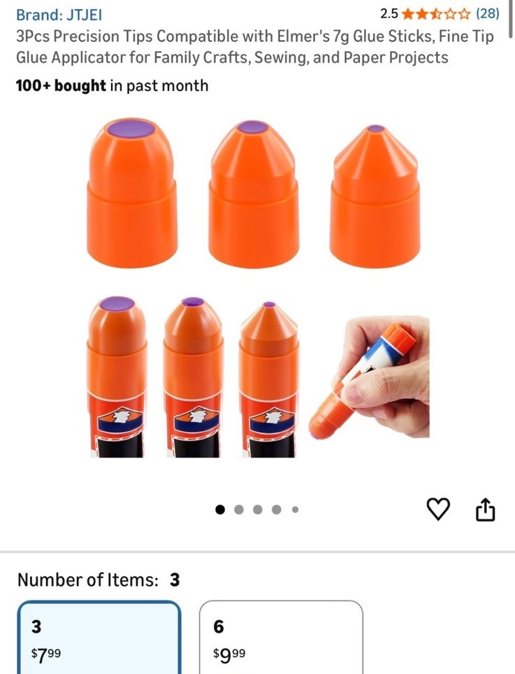 JTJEI 3pcs Precision Tips Fine Glue Applicator Compatible with Elmer's 7g Sticks