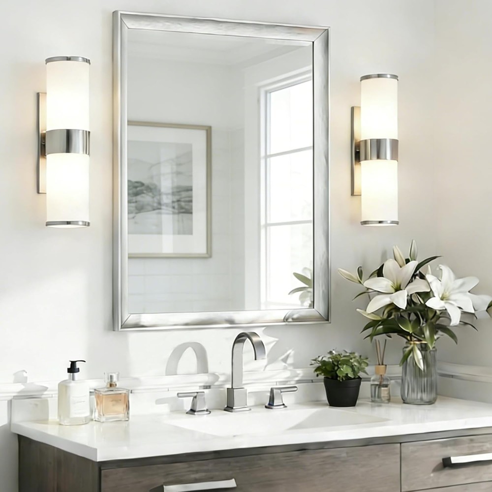 Gold Bathroom Mirror 30x40" Rectangle Aluminum Frame Vanity Wall Decor
