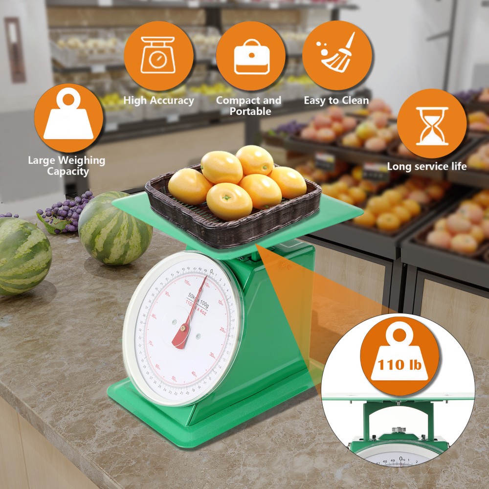 110LBS Mechanical Kitchen Scale Heavy Duty Portion-Control Mechanical Kitchen US