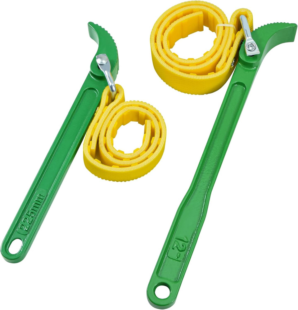2-Piece Rubber Strap Wrench 9' & 12’ Handle, Adjustable Strap Wrench, Rubber Str