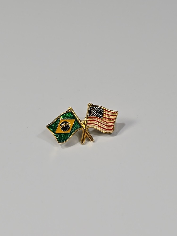 Brazil & USA Friendship Flags Lapel Pin