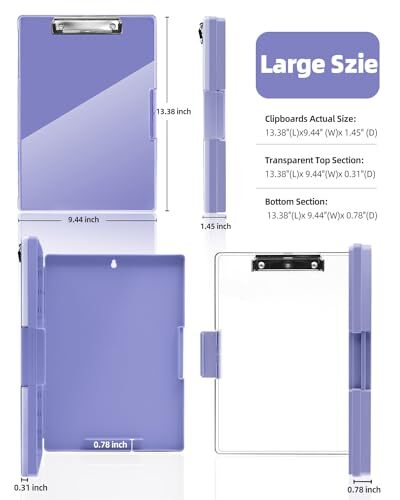 Heavy Duty Clearview Clipboard Folder File Case with 2 Storage and Pen Holder