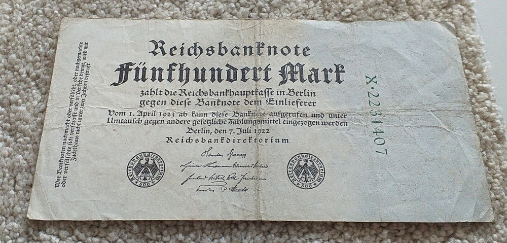500 Mark 1922 Germany Banknote  By banknote_lovers