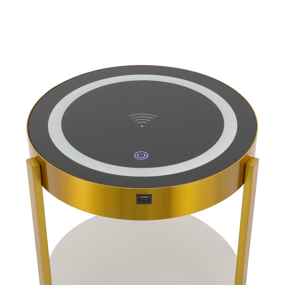 LED Nightstand Bedside Table with Drawers USB & Charging Station End Side Table