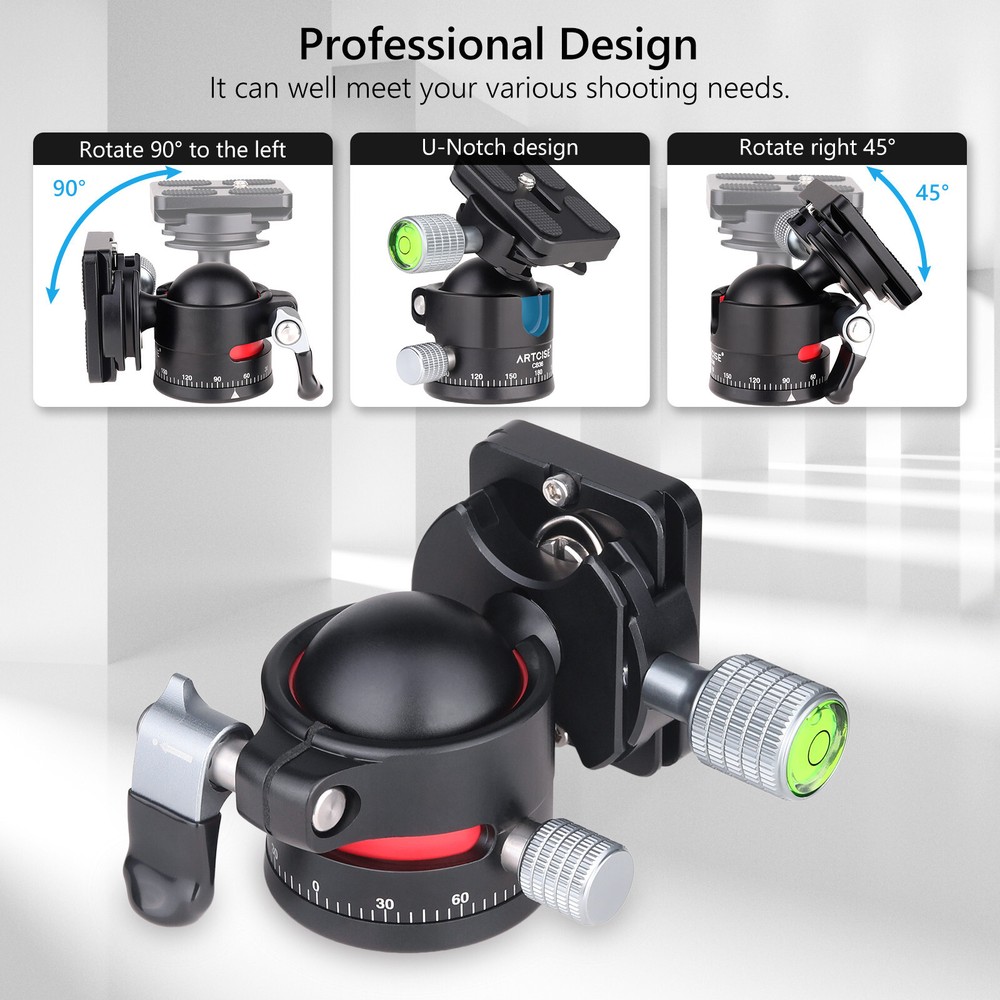 ARTCISE CB36 36mm Low Profile Tripod Head Heavy Duty Panoramic Ball Head