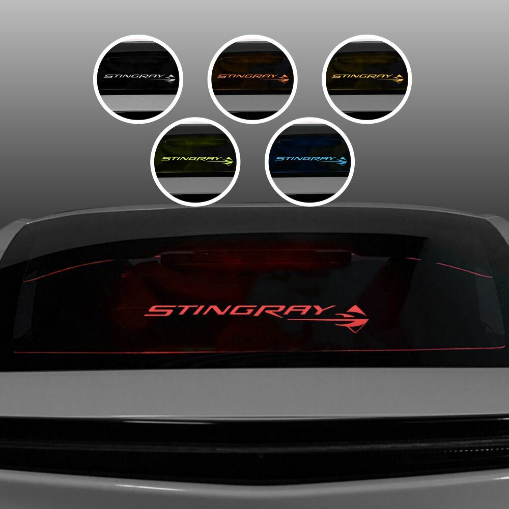 Stingray Etching RED Lighted Blocker WindRestrictor® For 14-19 Corvette C7 Coupe