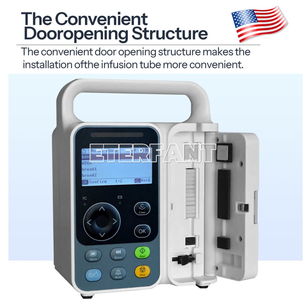 Portable Infusion Pump Alarm Professional LCD Display Built-in Battery KVO Mode