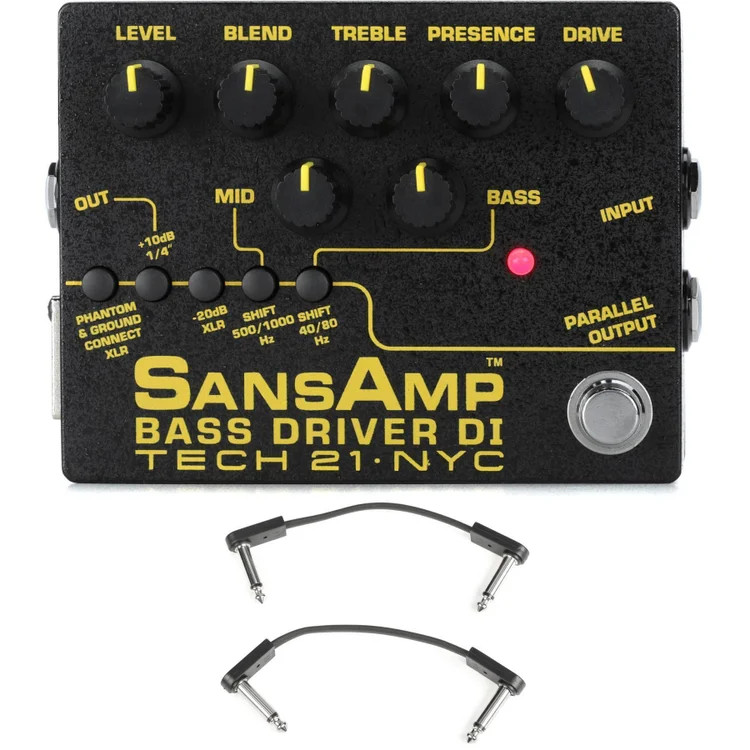 Tech 21 SansAmp Bass Driver DI V2 Pedal with EBS Patch Cables