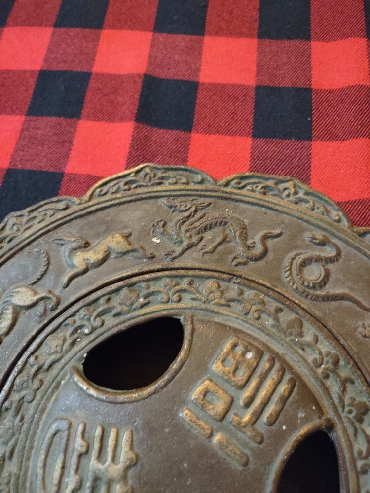 Chinese Calendar Incense Plate Cast Iron