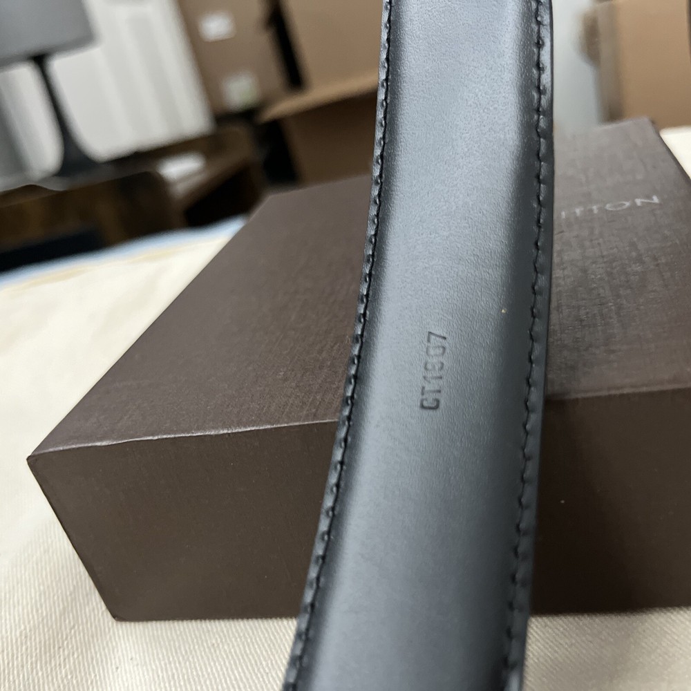 AUTH LOUIS VUITTON ADJUSTABLE EPI LEATHER BELT PREOWNED BOX BLACK