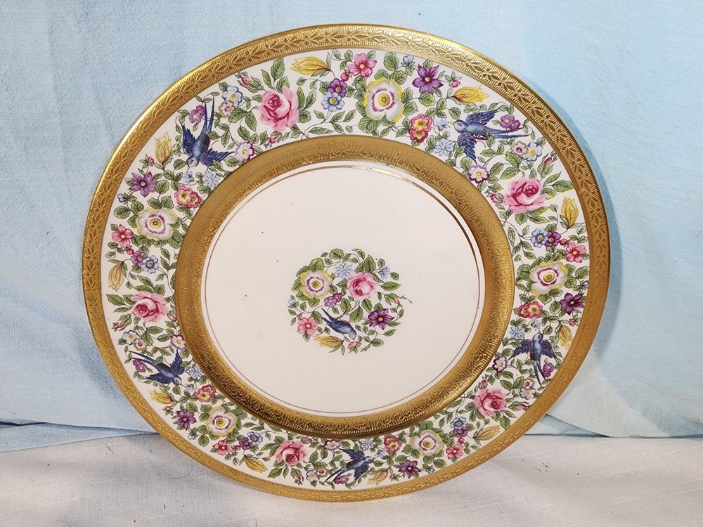 RANSGIL 11" Dinner Plate, Floral, Gold Trim, VERY NICE!