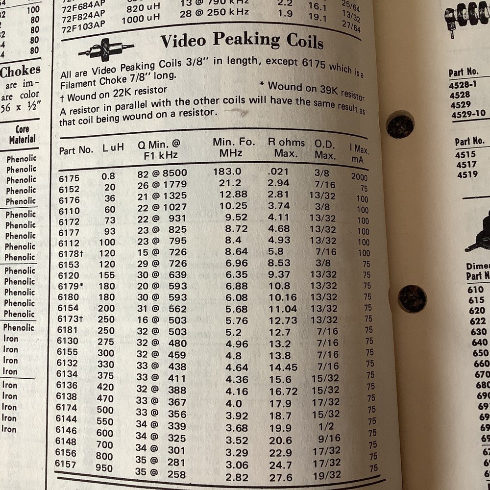 Miller 6112 video peaking coil 100uH