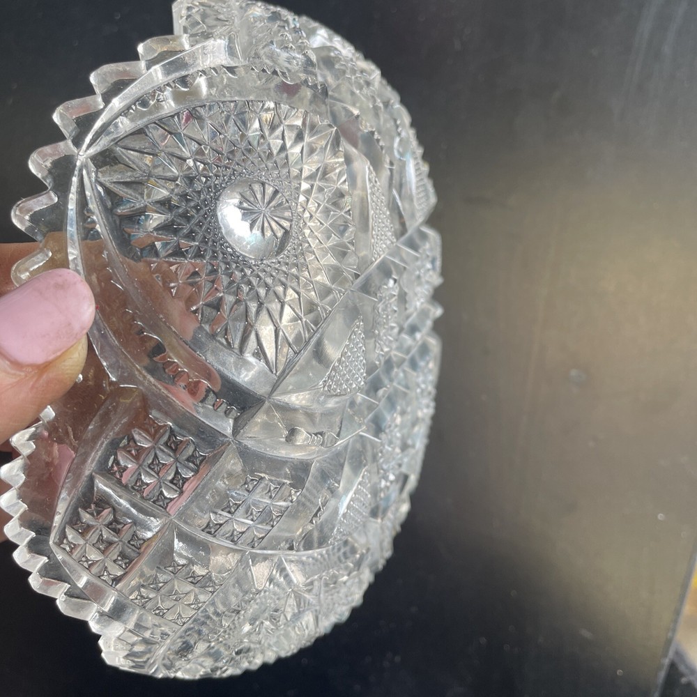 Crystal Round sawtooth edge candy dish 6 3/4”