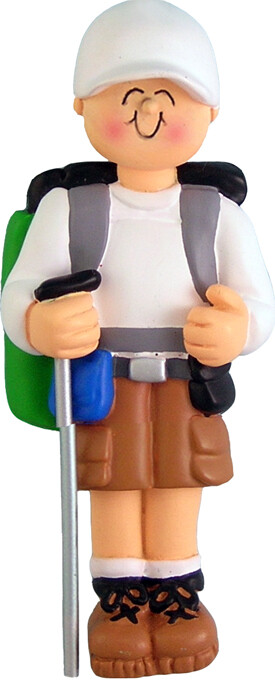 Hiker Male Personalized Christmas Tree Ornament