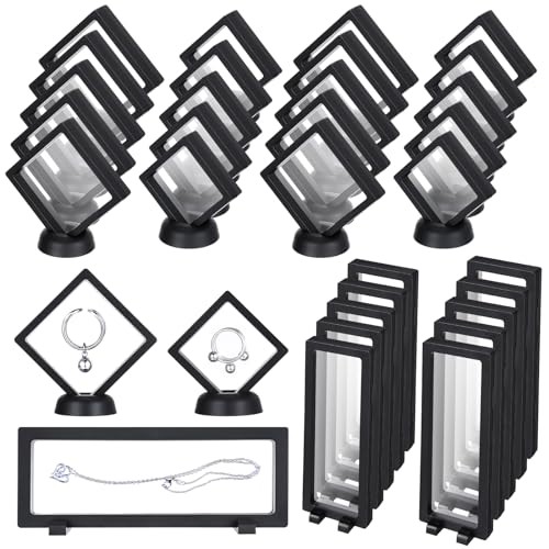30 Pack 3D Floating Display Stand Floating Frame Display Case Coin Black